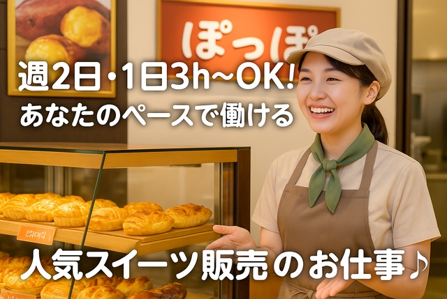 【週2日〜/1日3h〜OK】スイーツ販売スタッフ｜未経験歓迎♪多賀サービスエリア内｜主婦・学生・Wワーク歓迎！