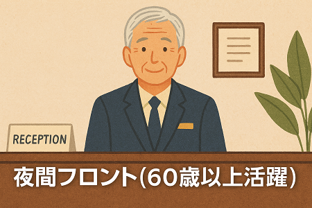 ビジネスホテルのナイトフロント（週1～2日勤務できる方）｜定年退職後の方歓迎・60歳以上の男性活躍中◎