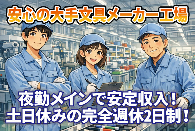 未経験OKの大手文具メーカー工場／紙ノート製造の機械オペレーター／空調完備