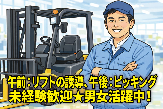未経験歓迎／物流倉庫での仕分け・誘導作業／土日祝休み／日勤のみ