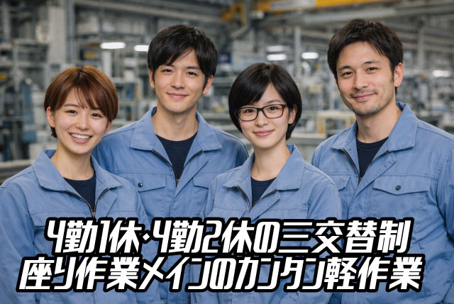 【3交替制】座り作業メインで未経験も安心！送迎あり＆日払い対応のカンタン検査スタッフ募集！