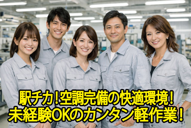 駅チカ徒歩5分で通勤ラクラク！空調完備×土日祝休みのプラスチック部品製造スタッフ募集