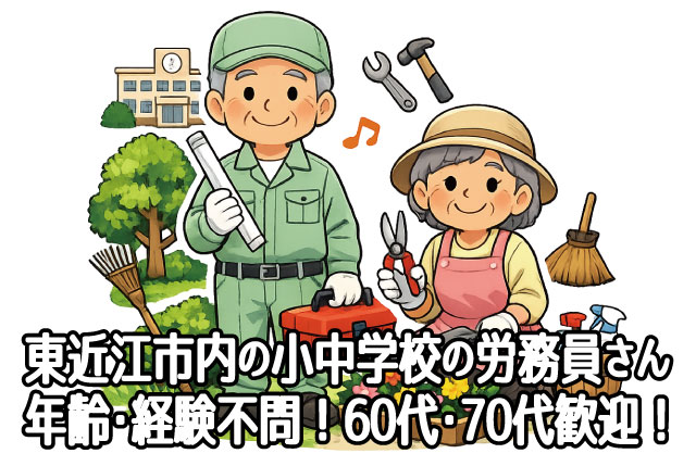 東近江市内の小中学校の用務員スタッフ／未経験歓迎！資格・年齢不問！60代・70代・定年退職後の方大歓迎！