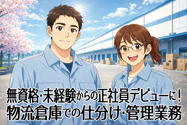 無資格・未経験からの正社員デビューに！物流倉庫での仕分け・管理スタッフ／土日祝休み・年間休日124日！