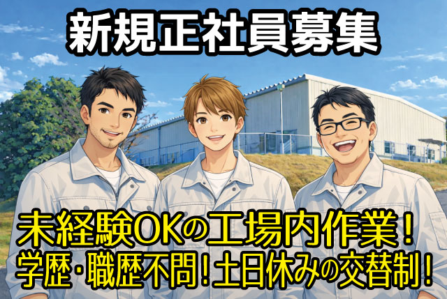 部品の加工・検査スタッフ／未経験OK／賞与年2回＋GW、夏、年末年始の大型連休あり