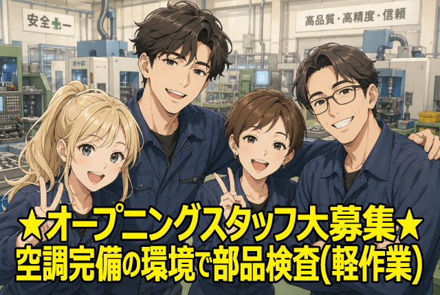 ★NEW★ 当社オープニングSTAFF大募集！空調完備の快適環境でのモクモク軽作業！日勤×土日祝休みで時給1,350円～！