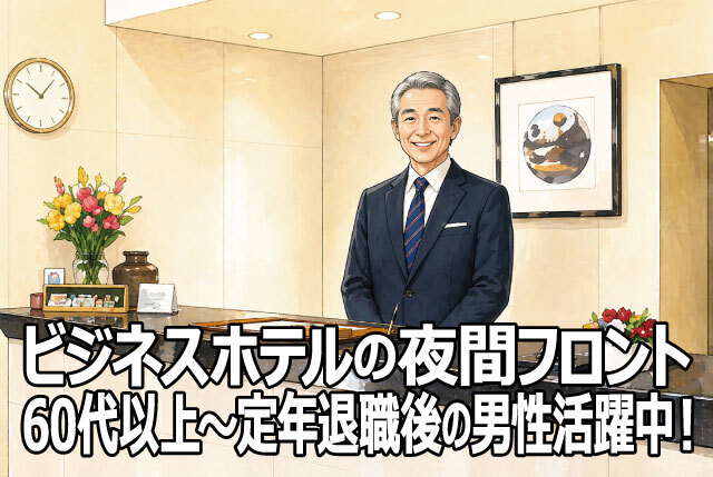 ビジネスホテルの夜間フロント／週1～2日勤務できる方／定年退職後の方歓迎・60歳以上の男性活躍中！