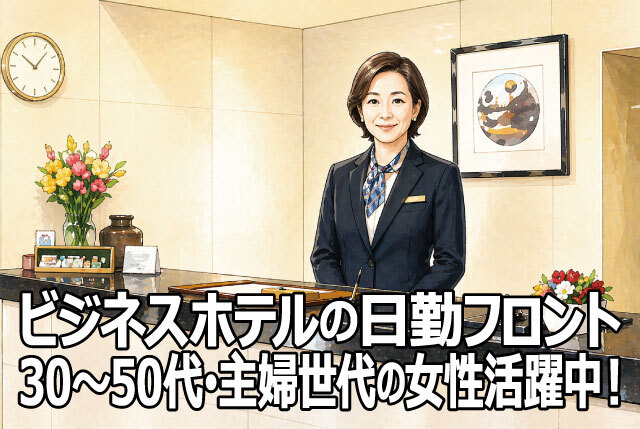 ビジネスホテルの日中フロント／週1～2日程度勤務できる方／主婦世代歓迎・30代～50代の女性活躍中！