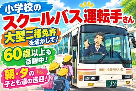 大型二種免許を活かして地域の子どもたちの通学をサポート♪60歳以上も活躍中！朝・夕だけのスクールバス運転手！